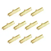 50Pcs Ribbon Crimp Clamp Ends 30mm Cord End Clasp for DIY Craft Gold Tone