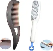 2PCS Dandruff Comb Energy Massage Comb and Self-Cleaning Anti-Static Massage Comb,Better Hair Quality, Removal of Dandruff and Dirtfor for Women Men White