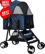 Large Pet Stroller, foldable, 4 wheels, detachable, washable, for dogs and cats.