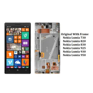 NOKIA 適用於諾基亞 Lumia 730 820 830 925 930 950 液晶顯示器的原裝 LCD 帶框架,