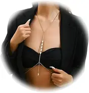 [WFik] Crystal Harness Body Chain Jewelry Sexy Long Rhinestone Body Chain Summer Beach Bikini Simple Metal Waist Body Chain Jewelry for Women