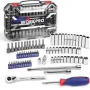 WORKPRO 70-Piece 1/4" Drive Socket Set with Quick-Release Ratchet, One Size
