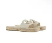 Gucci Interlocking G Cut-out Espadrille Slide Sandals size 40.5