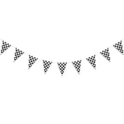 Black & White Checkered Paper Flag Pennant Bunting