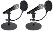 2) Rockville Microphones+Desktop Stands+Pop Filters 4 Recording, Studio, Podcast