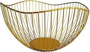 [DMAR] Wire Fruit Basket Gold Fruit Bowl for Kitchen Counter Wave Fruit Basket Serving Bowl Wire Fruit Dish for Fruits and Veggies