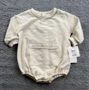 Grayson Mini Baby Size Newborn Long Sleeve 'Courage' Bodysuit Off White