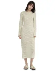 [Oxford] Aime Pointelle Dress With Slip in Ecru