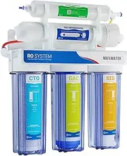 [Max Water] 5 Stage Home Reverse Osmosis System/Reverse Osmosis Water Filtration System/RO Water Filtration System Under Sink RO Water Purifier 50 GPD w/Clear Housing, Tank and Faucet NOT Included
