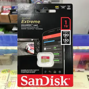 SanDisk Extreme MicroSDXC 1T 1TB A2 U3 TF 190MB 小卡 高速記憶卡