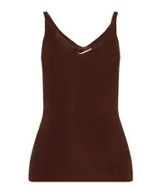 Aeron Textured Knit V-Neck Top L,M Brown