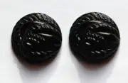 Vintage Black Glass Domed Cabochons cab004