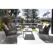 Hugo 2+1+1 Seater Outdoor Aluminium and Rope Lounge Set with Coffee Table - Outdoor Aluminium Lounges