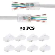50 pcs RJ45 End Pass Through Connector for CAT5e UTP Network Cable Gold Plated