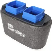 Dexas Clear Ice Maker Tray Craft Cocktail Ice 2 Square Cubes Grey/Blue