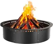 Smokeless Fire Pit Ring 35-Inch Outer/31-Inch Inner Diameter, Heavy Duty Solid Metal Steel Flower Shape Firepit Rim Insertfor Outside Wood Burning,DIY Campfire Ring Above or In-Ground for Outdoor