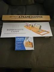 Bamboo Xframe Hamper Bamboo Bathroom Accessory Set Bamboo Bath Caddy