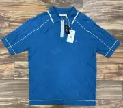 NWT Agave Denim Men's Collared Henley Zip In Dark Blue Size: Medium