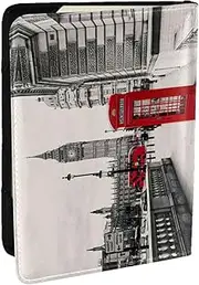 [JEJEA] Red Phone Booth London Street Print Travel Organizer Credit Cards Case Passport BookPassport Holder Cover Wallet forTraveling,, Black, One Size