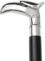 Eagle Walking Stick- Decorative Victorian Walking Cane/Walking Stick Soild Brass Eagle Head with Black Cane Antique Victorian Design Derby Nickel Plated Brass Handle for Granpa Stick (Silver, Eagle)
