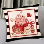 Sofa Cushion Cover Simple Design Decorative Valentine's Day Letter Print Rose