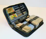 NOS Solingen Implements Ground Leather West Germany complete 12 pc Travel Set