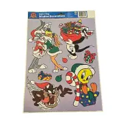 NOS 1998 LOONEY TUNES BUGS BUNNY STATIC CLING WINDOW CHRISTMAS DECOR TAZ TWEETY