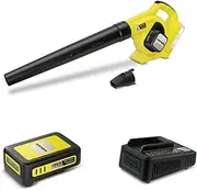 Karcher Cordless Leaf Blower LBL2; Contains Detachable Flat Nozzle/Integrated Scraper Edge. Remove Leaves Conveniently. 210km/h Air Speed; 88dba Sound Level; 2.5ah Battery & Charger Included