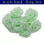 Light Green 7cm Foam Flowers Rose Stems Artificial Wedding Bride Bouquet 20pcs