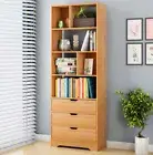 Luna 1.8m Tall Shelf Cupboard Bookshelf Wardrobe with Drawers (Natural)