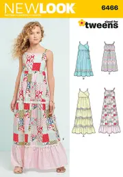 New Look Sewing Pattern 6466 N6466 Girl's Dresses with Trim, Bodice and Lace Variations