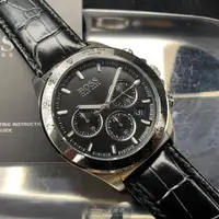 在飛比找ETMall東森購物網優惠-BOSS手錶, 男錶 42mm 銀圓形精鋼錶殼 黑色三眼, 