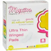 Maxim Hygiene Products Natural Cotton Ultra Thin Winged Pads Daytime - 10 Pads