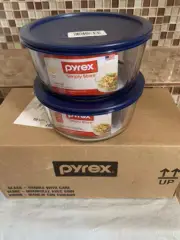 Set Of 2 Pyrex (6017397) Simply Store 7-Cup Round Glass Food Storage Dish. NWT.
