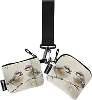 [XYMZR] Mini Zip Around Wristlet keychain Wallet Birds Branch Snow for Women Personalized Pattern Detachable Dual Pouch Wristlet Portable Wallet Phone Coin Purse, Multi-colored, One Size