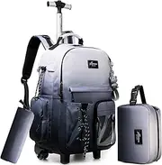 [HTgroce] School Bag with Wheels School Backpack Teenager Trolley Backpack with Trolley for Children