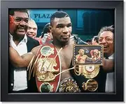 sufenvera Mike Tyson vs. Evander Holyfield Boxing Fight Retro Film Display, Signed Tyson Photo Framed Memorabilia Gifts,World Heavyweight Boxing Champion Collectible Poster 10x8 Inches