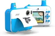 Oimzzr Instant Print Camera Camera 1080P Digital Camera for 2.36 Inch IPS Screen Dual Lens Built-in Battery with Thermal Printing Paper Neck Strap Birthday Festival Children Boys