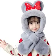 [Generic] Kids Winter Hat Scarf Set Warm Hat with Scarfs Neck Warmer for 1-10 Year Old Boys Girls Plush Fluffy Cartoon Winter Hats