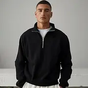 Men's Zip Hoodie Sweatshirt Zip Sweatshirt Black Lapel Plain Zipper Oversized Sports Outdoor Casual Daily Party Casual Athletic Spring Fall Autumn / Fall Cl
