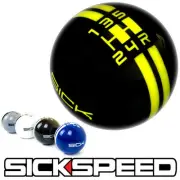 BLACK/YELLOW SICK RALLY STRIPE SHIFT KNOB SHORT THROW SELECTOR 10X1.5 S02
