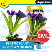 Aqua One Violet W/Log Base Plastic Plant - Small (28185)