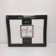 Vintage Cannon Color Classics Full Flat Sheet White 180 Thread Count NOS