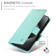 Wallet Case for IPhone X/Iphone XS,Slim Protective Shockproof Case With Card Holder,Premium PU Leather Kickstand-Light Green
