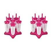 2x 6pc Appetito Star Ice Pop Mould w/Base Home Kitchen Fruitsicle Maker Fuchsia