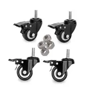 2" Stem Caster Wheels with Safety Dual Locking 600Lbs Heavy Duty Threaded Stem