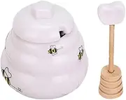 ULTECHNOVO 2 Pack Bee Kitchen Decor Porcelain Container Lid Honey Pot Ceramic Seasoning Jar