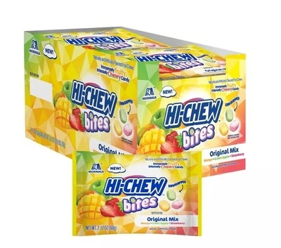 HI CHEW Bites 12 Bags Chewy Candy Mango Green Apple Strawberry Flavor Snack 2/26