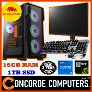 Intel i7 NVIDIA GTX 1650 16GB DDR4 RAM 1TB SSD Desktop Gaming PC Bundle Monitor