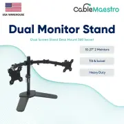 Dual Screen Monitor Desk Stand Bracket Adjustable Mount Tilt Swivel 17 21 24 27